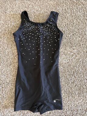 Girls Black Sparkle Tank-Style Gymnastics Unitard